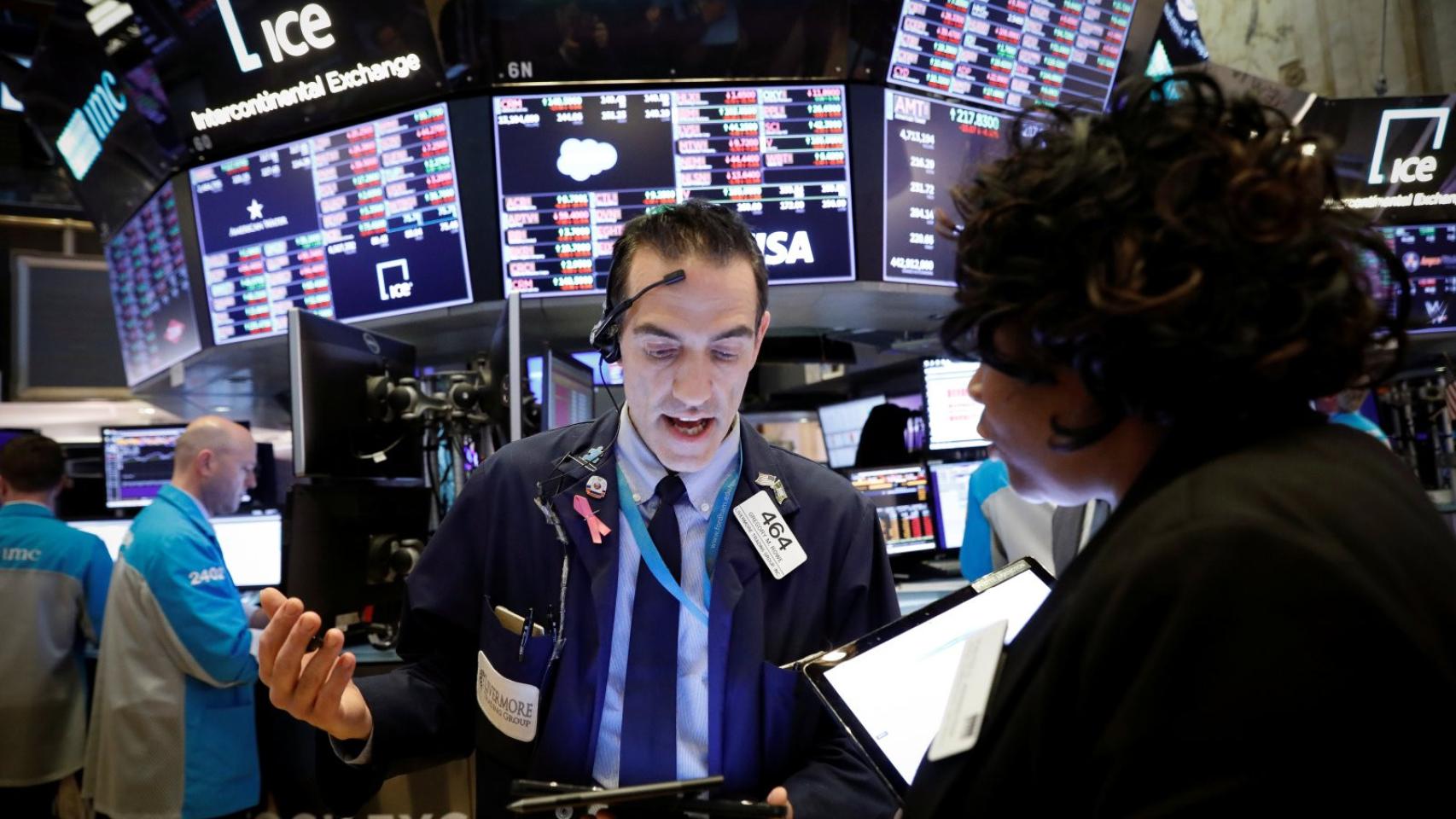Un agente de bolsa en Wall Street.