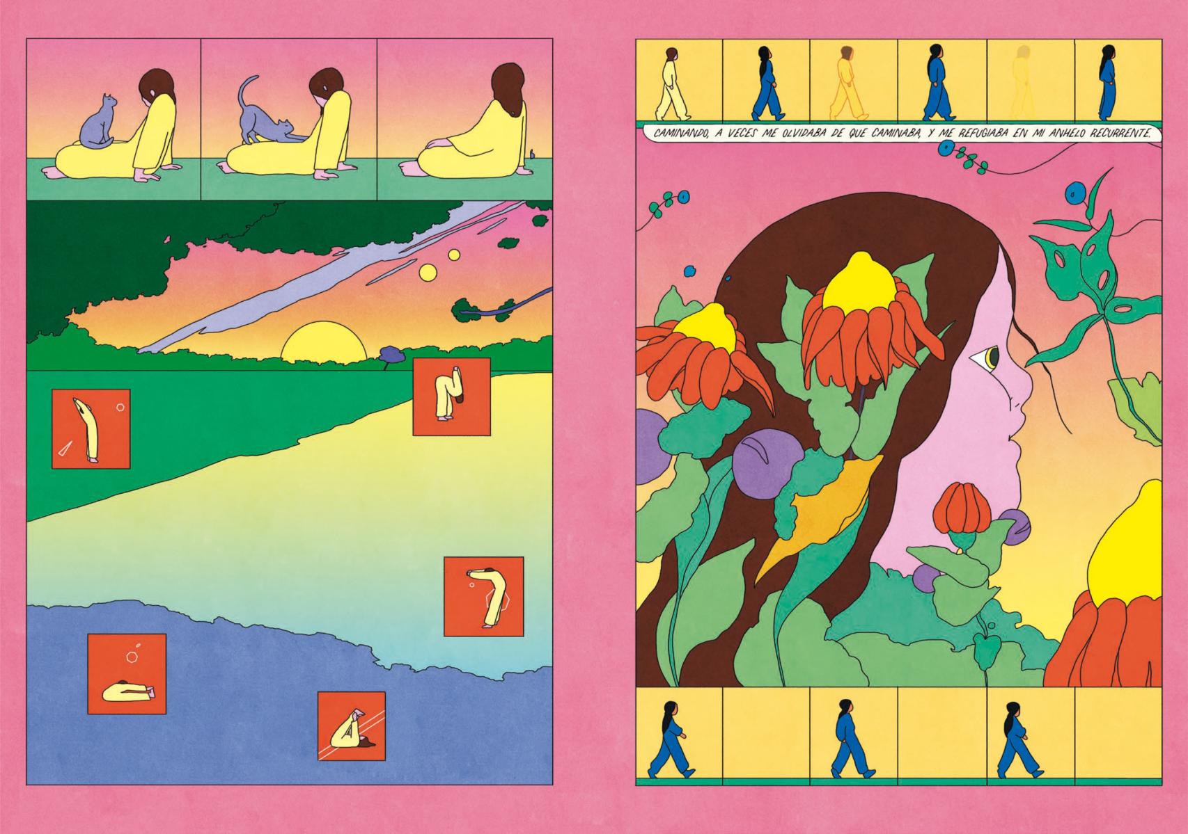 Doble página de 'Por culpa de una flor', de María Medem (Apa Apa Cómics / Reservoir Books)