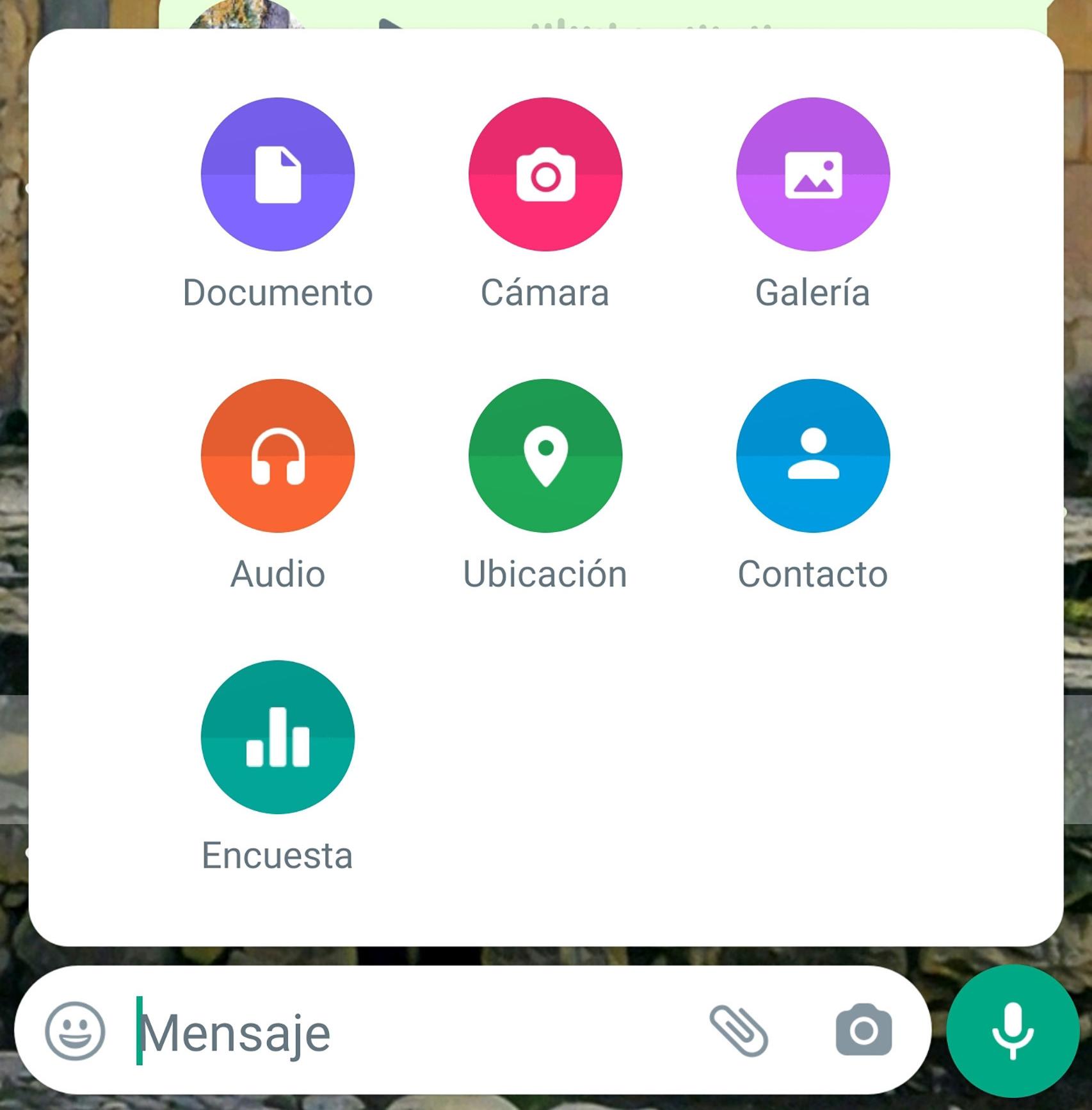 Así es el actual diseño de la ventana de compartir en WhatsApp
