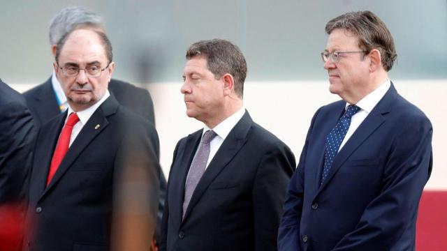 Javier Lambán, Emiliano García-Page y Ximo Puig, durante una Conferencia de Presidentes.