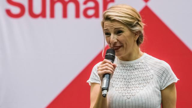 La vicepresidenta segunda del Gobierno y ministra de Trabajo, Yolanda Díaz, este domingo en Sevilla.