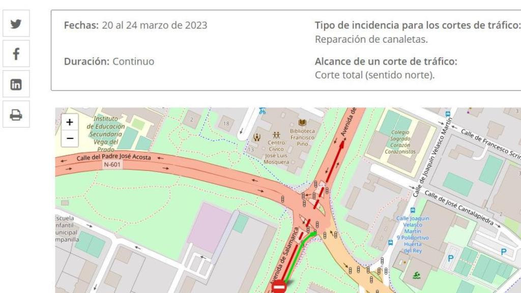 Corte en Avenida de Salamanca