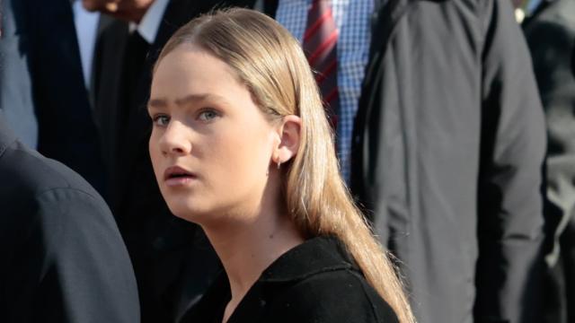 Irene Urdangarin, la hija menor de la infanta Cristina e Iñaki Urdangarin, durante el funeral de Constantino de Grecia, en enero de 2023.