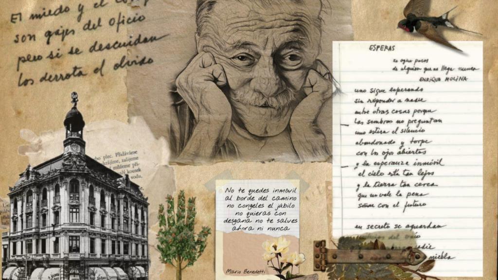 Montajes como este para el centenario de Benedetti recuerdan el valor de sus versos.