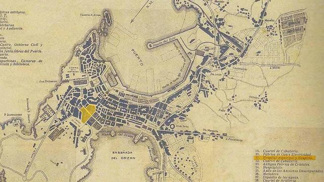 Un plano urbanístico antiguo de A Coruña