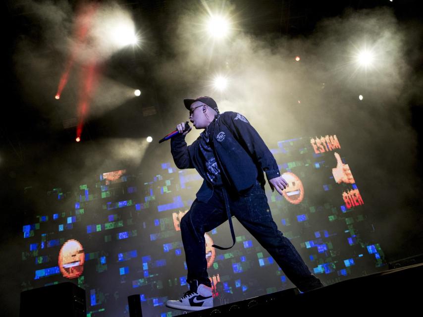 El cantante durante un concierto.