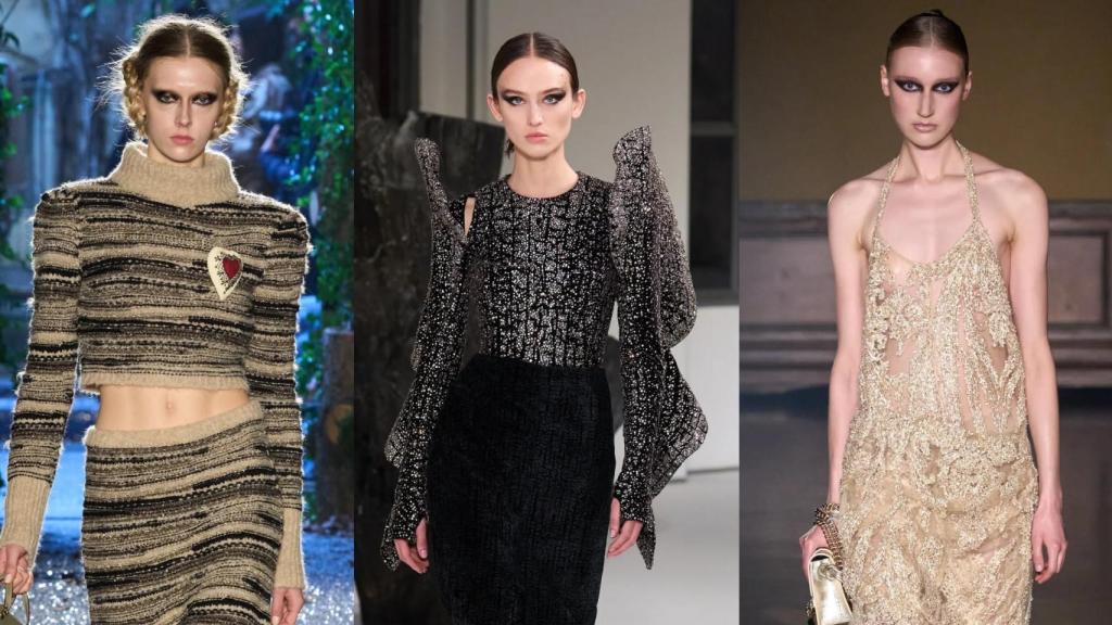 De izq. a dcha.: desfiles de fw23 de Antonio Marras, Del Core y Frederick Anderson.