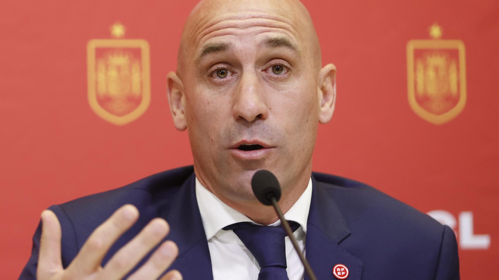 Luis Rubiales, presidente de la RFEF, durante un acto