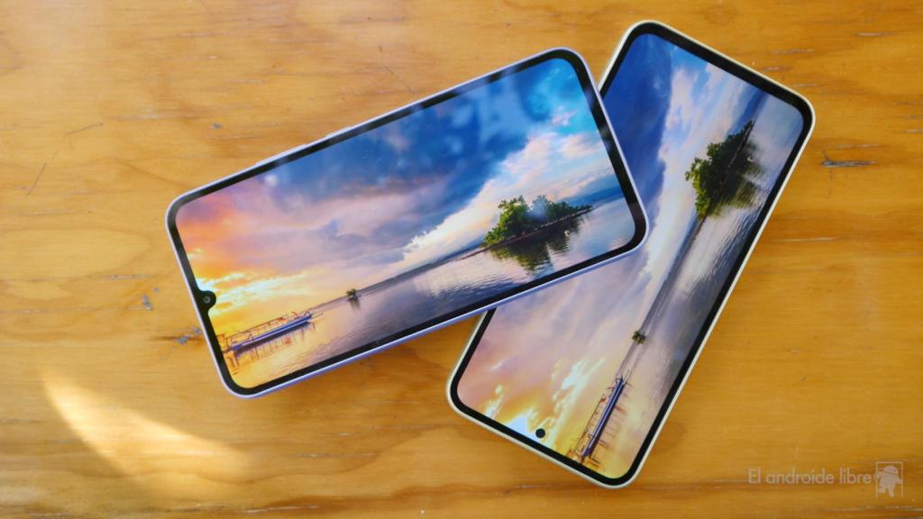 Samsung Galaxy A54 5G (verde) y Samsung Galaxy A34 5G (morado)