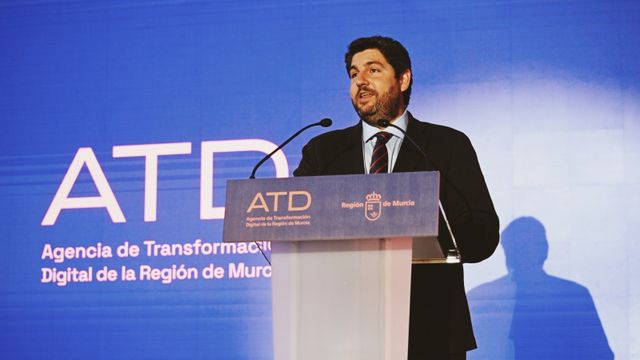 Fernando López Miras, presidente de la Región de Murcia, este martes, en la presentación de la Agencia de Transformación Digital en el Complejo de Espinardo.