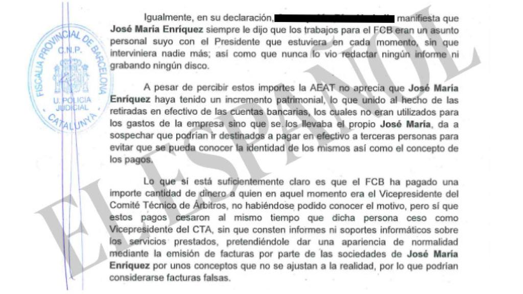 Fragmento del informe policial.