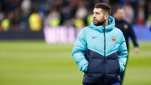 Jordi Alba antes de un partido del FC Barcelona