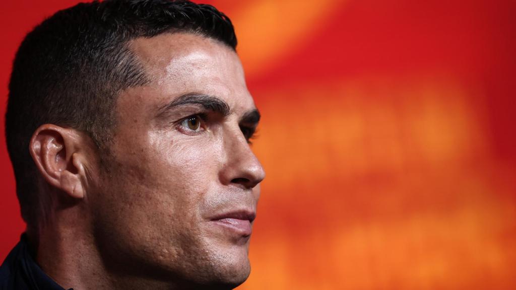 Cristiano Ronaldo, en su rueda de prensa con Portugal.