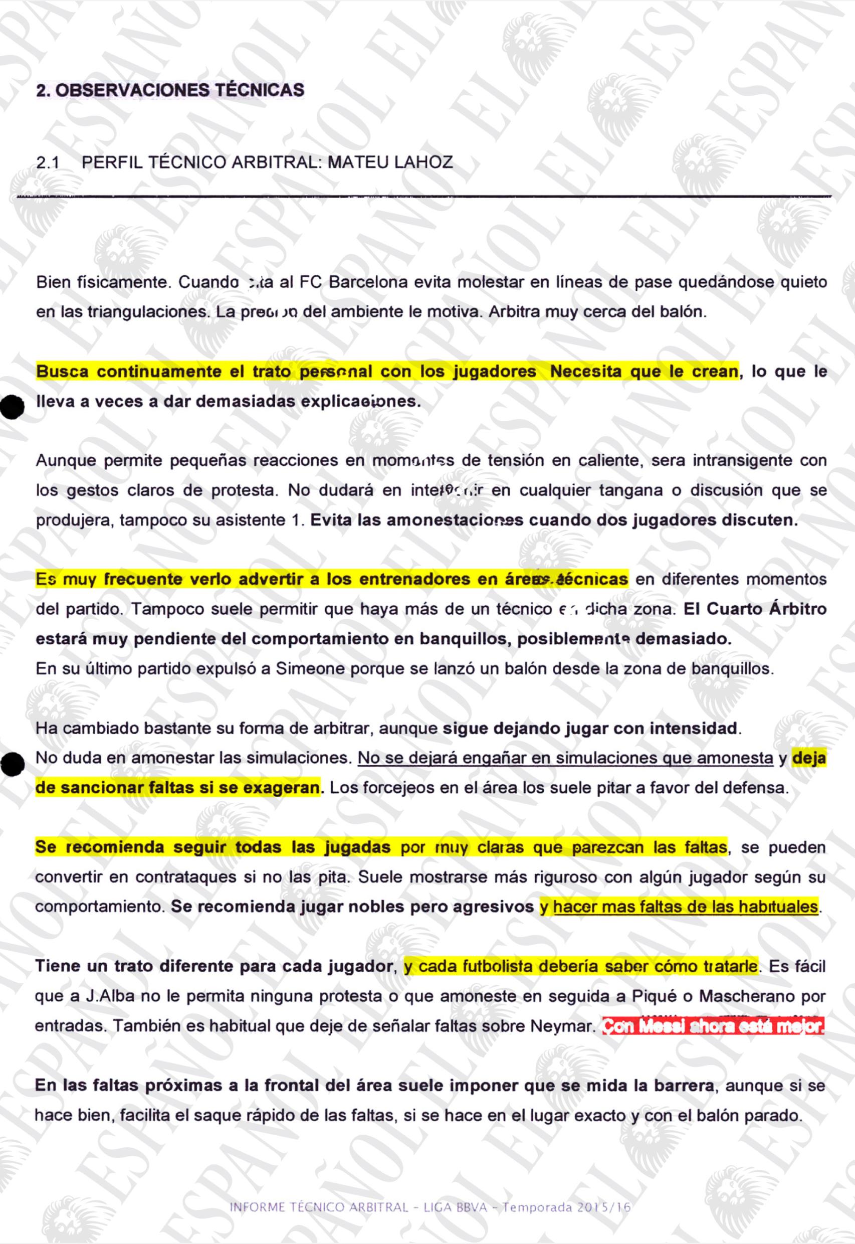 El informe de Javier Enríquez sobre Antonio Mateu Lahoz para el FC Barcelona