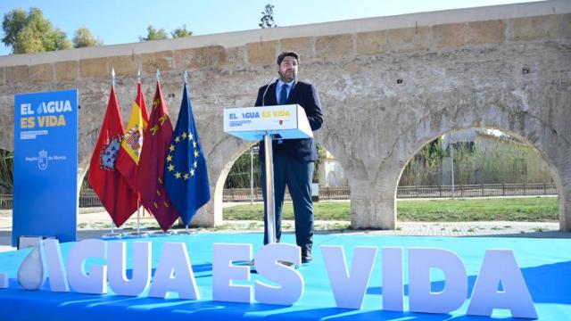 Fernando López Miras, este miércoles, en Alcantarilla, en el acto de conmemoración del Día Mundial del Agua.
