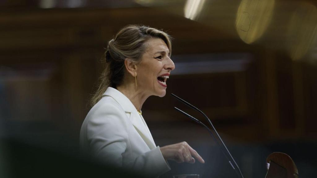 Yolanda Díaz, durante la moción de censura.