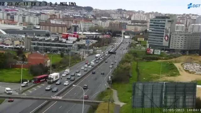 Atasco en Alfonso Molina, en A Coruña, dirección salida. Imagen de archivo.
