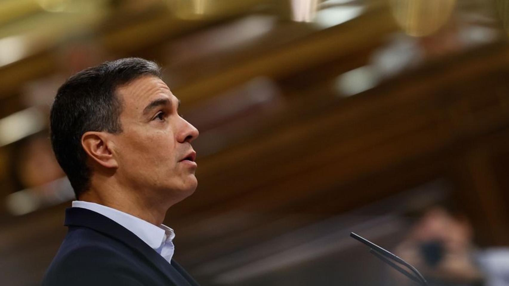 El presidente del Gobierno, Pedro Sánchez, durante una intervención en el Congreso.
