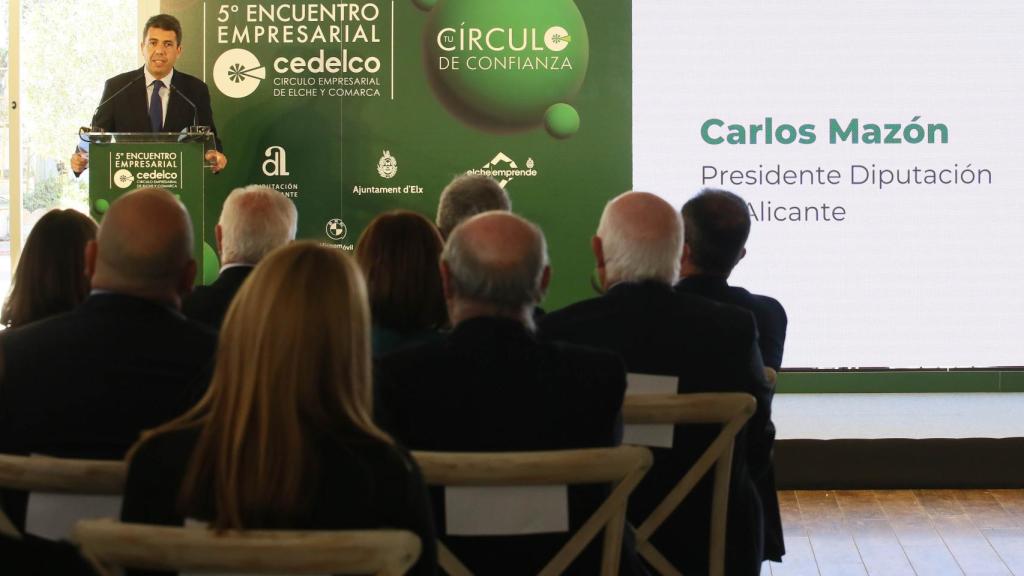 Intervención de Carlos Mazón, este jueves en Elche.