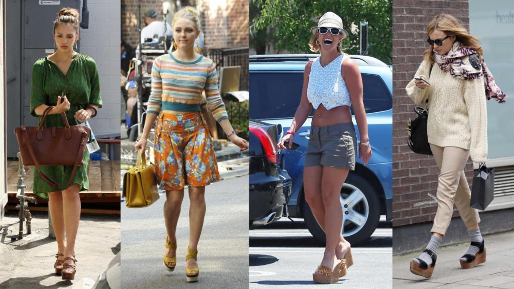 Jessica Alba, AnnaSophia Rob, Britney Spears y Fearne Cotton con sandalias de plataforma