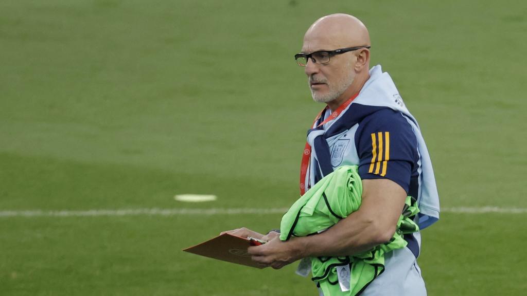 Luis de la Fuente, en uno de sus primeros entrenamientos con España.