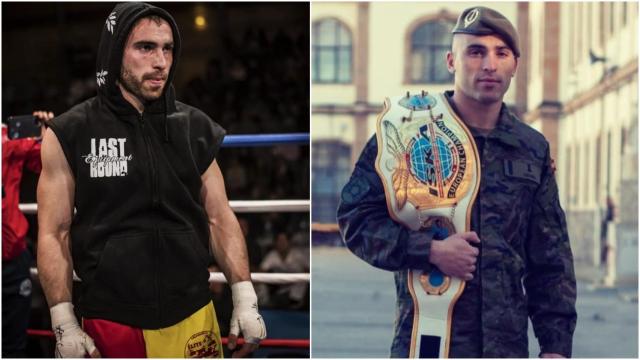 A la izquierda, Jaime Lizana en la celebración de un título. A la derecha, durante su etapa como soldado.