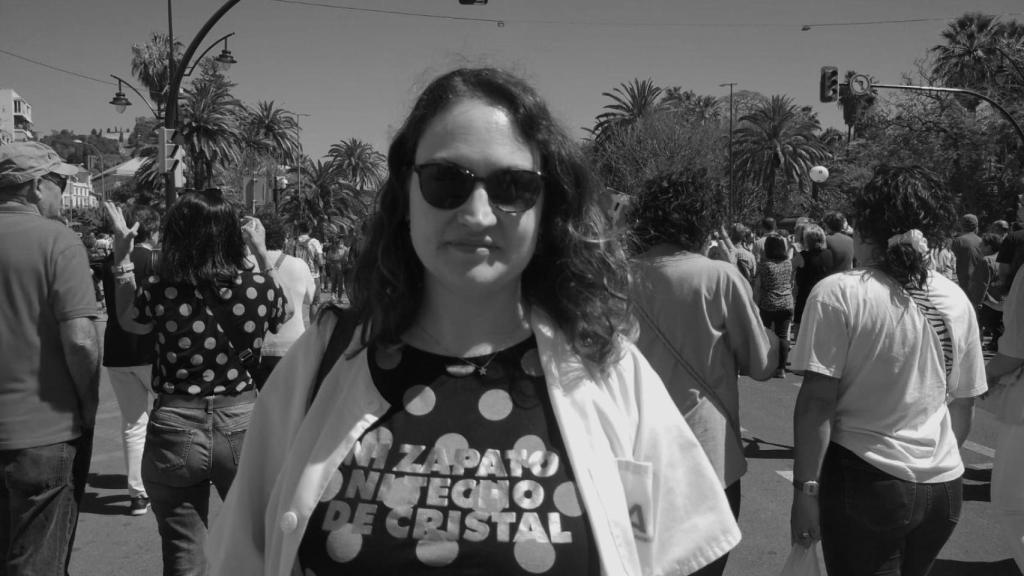 Beatriz, en la manifestación de la Marea Blanca.