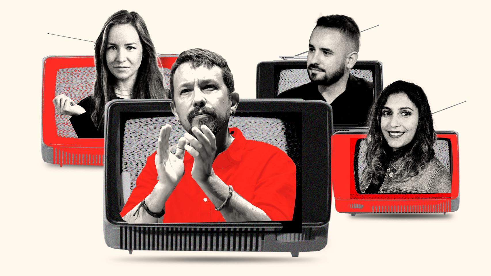 De izquierda a derecha: Inna Afinogenova, Pablo Iglesias, Sergio Gregori y Dina Bousselham.