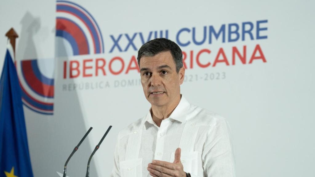 Pedro Sánchez, en rueda de prensa tras la XVIII Cumbre Iberoamericana