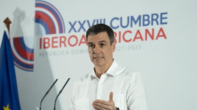 Pedro Sánchez, en rueda de prensa tras la XVIII Cumbre Iberoamericana