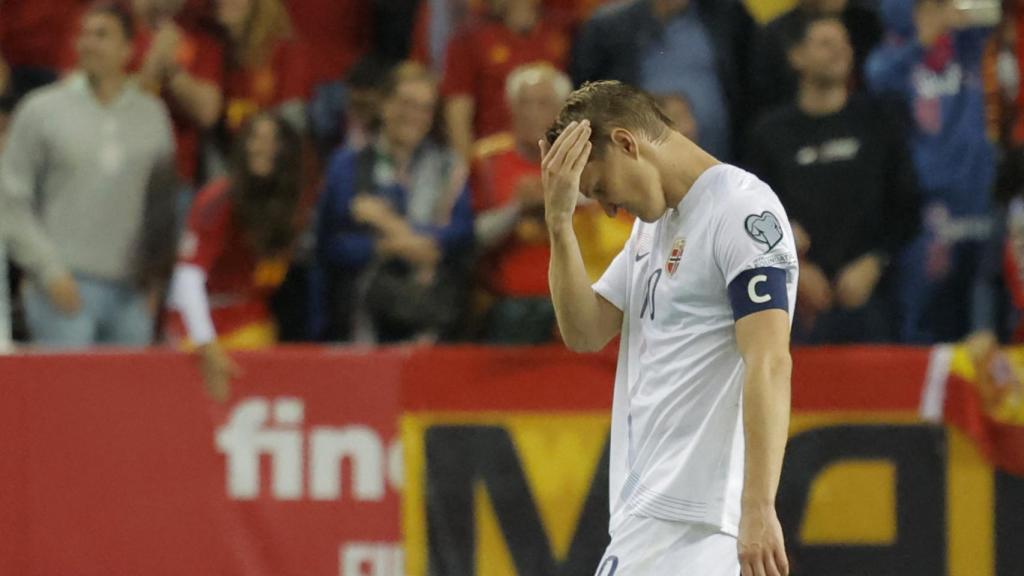 Martin Odegaard, en La Rosaleda con la selección de Noruega