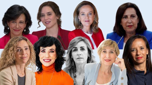 De izq. a dcha. y de arriba a abajo: Ana Patricia Botín, Isabel Díaz Ayuso, Nadia Calviño, Margarita Robles, Patricia Benito,  Almudena López del Pozo, Koro Castellano, Nuria Vilanova y Beatriz Corredor.
