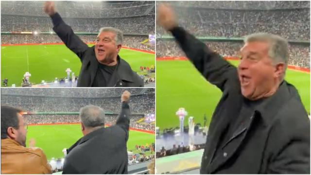 Joan Laporta, desatado en el palco del Camp Nou.