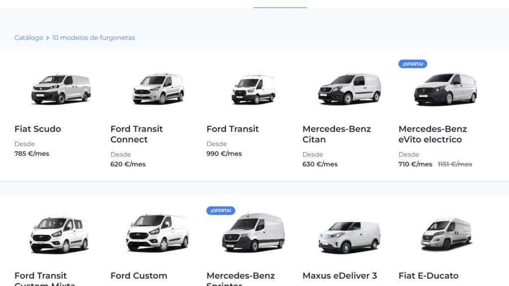 Catálogo de vehículos comerciales de Astara Move.