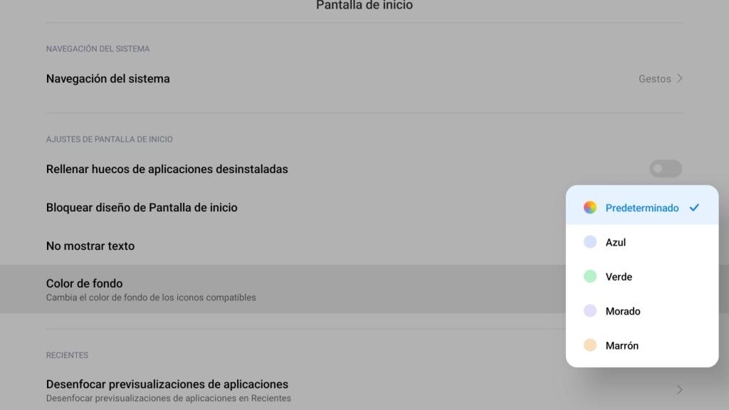 Opciones de los iconos en MIUI 14