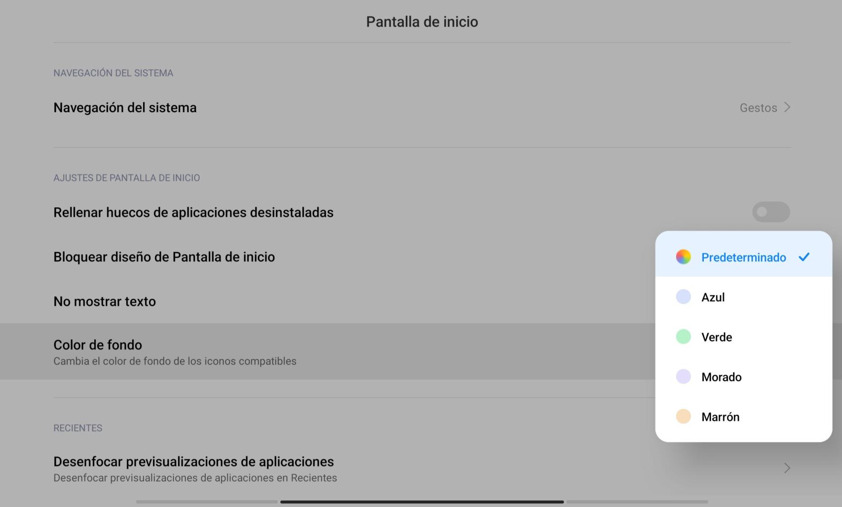 Opciones de los iconos en MIUI 14
