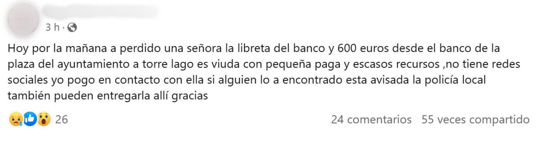 Publicacion en Facebook
