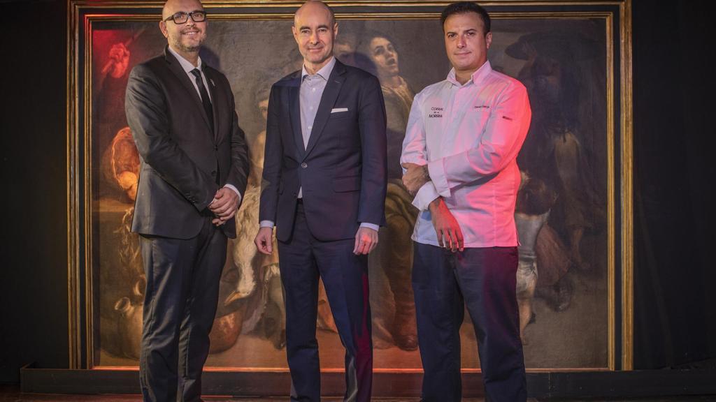 Santi Carrillo, Juan Manuel del Rey y David García en el tablao del Corral de la Morería.