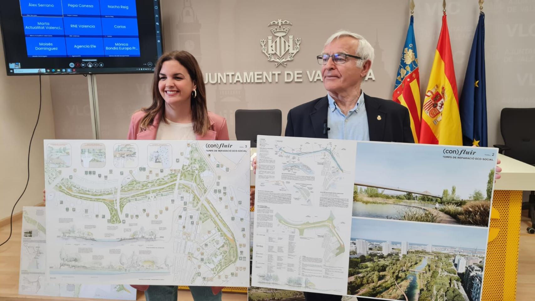 Sandra Gómez, vicealcaldesa de Valencia; y Joan Ribó, alcalde de la ciudad. EE
