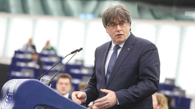 El expresidente catalán, Carles Puigdemont, durante una intervención en la Eurocámara