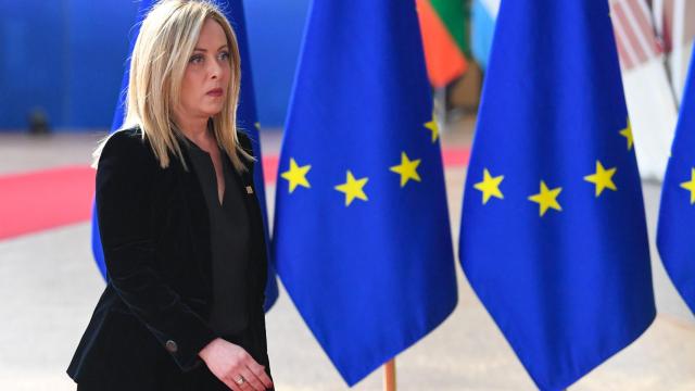 La primera ministra italiana, Giorgia Meloni, durante el Consejo Europeo de la semana pasada