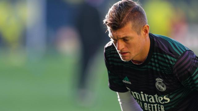 Toni Kroos durante un calentamiento con el Real Madrid