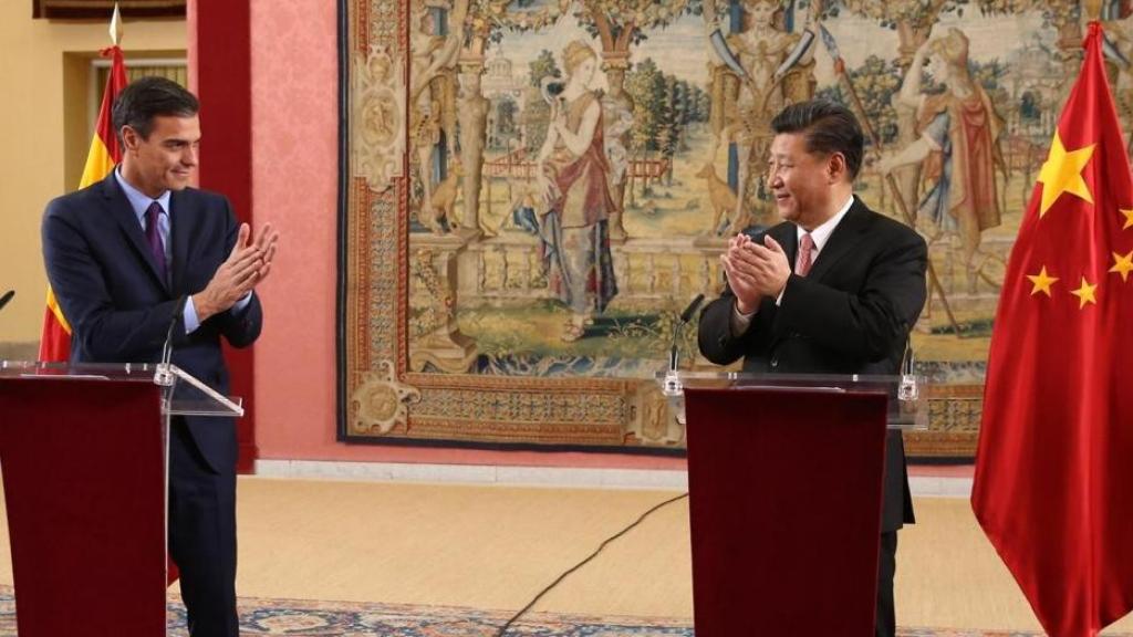 Pedro Sánchez y Xi Jinping, en Moncloa, durante la visita de Estado del presidente chino, en 2018.