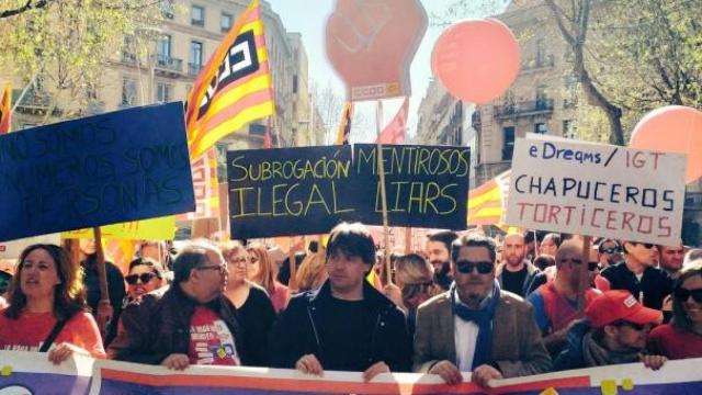 Protesta de un grupo de trabajadores de E-Dreams.