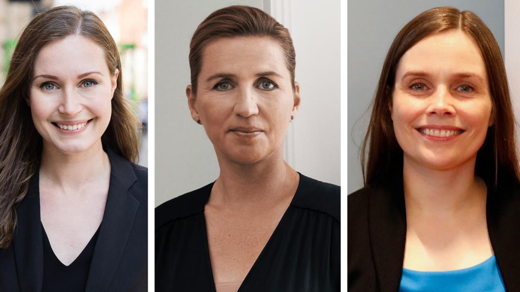 Sanna Marin, Mette Frederiksen y Katrín Jakobsdóttir.
