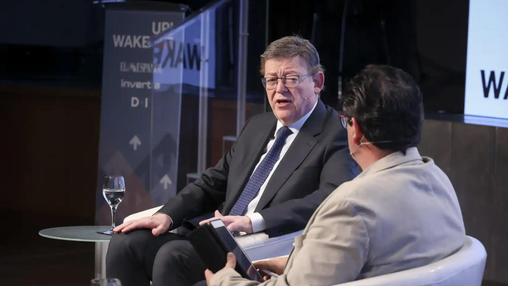 Ximo Puig, durante su intervención en el Wake Up Spain de 2023. Sara Fernández / Jesús Umbría