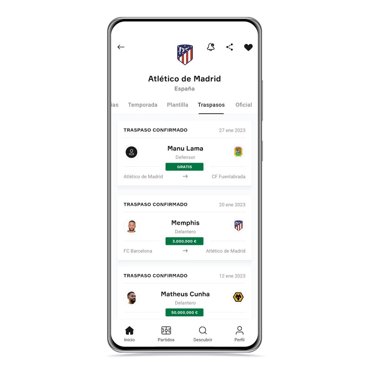 Traspasos equipo en OneFootball
