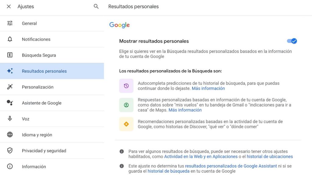 Mostrar resultados personales