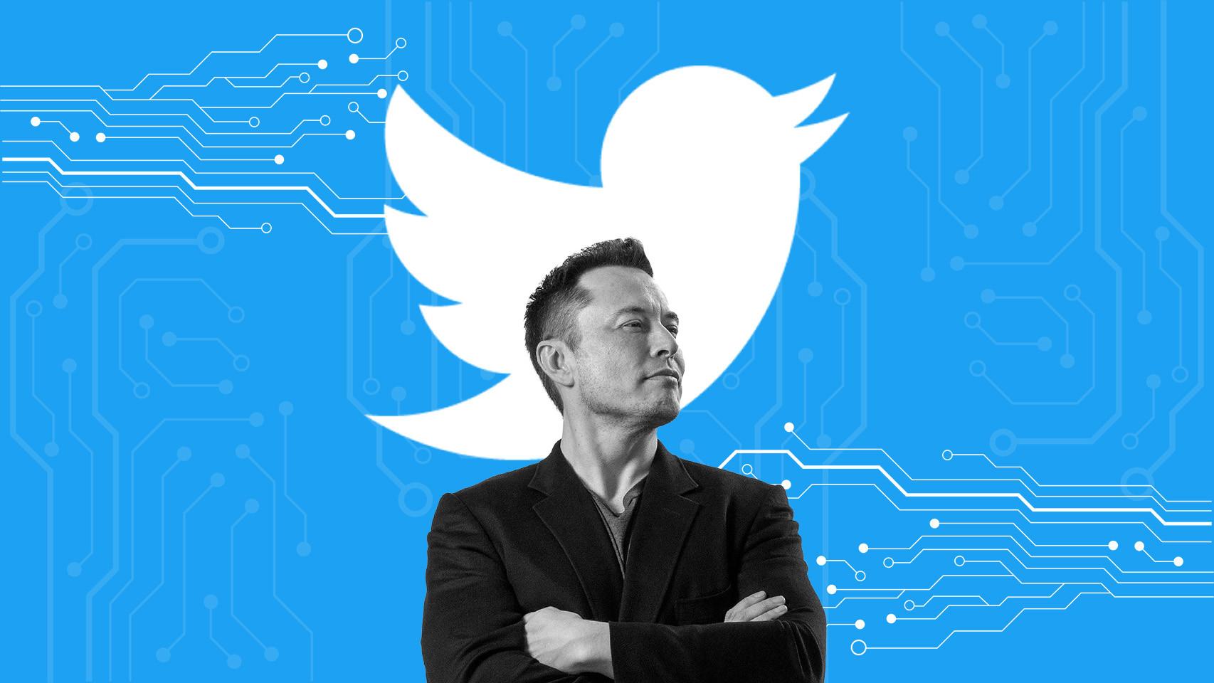 Fotomontaje con Elon Musk y el logo de Twitter.