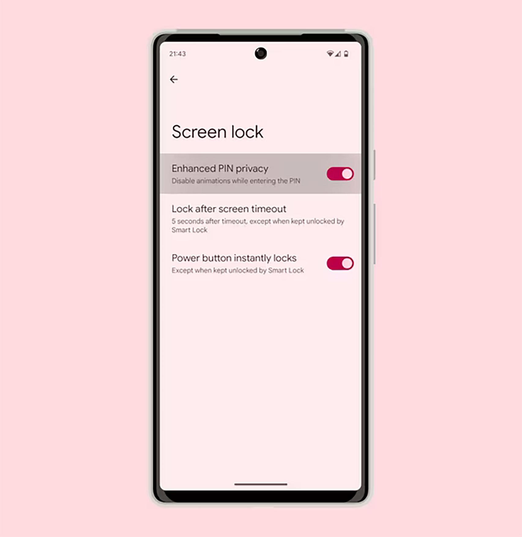 Las opciones mejoradas para la seguridad de la pantalla de bloqueo